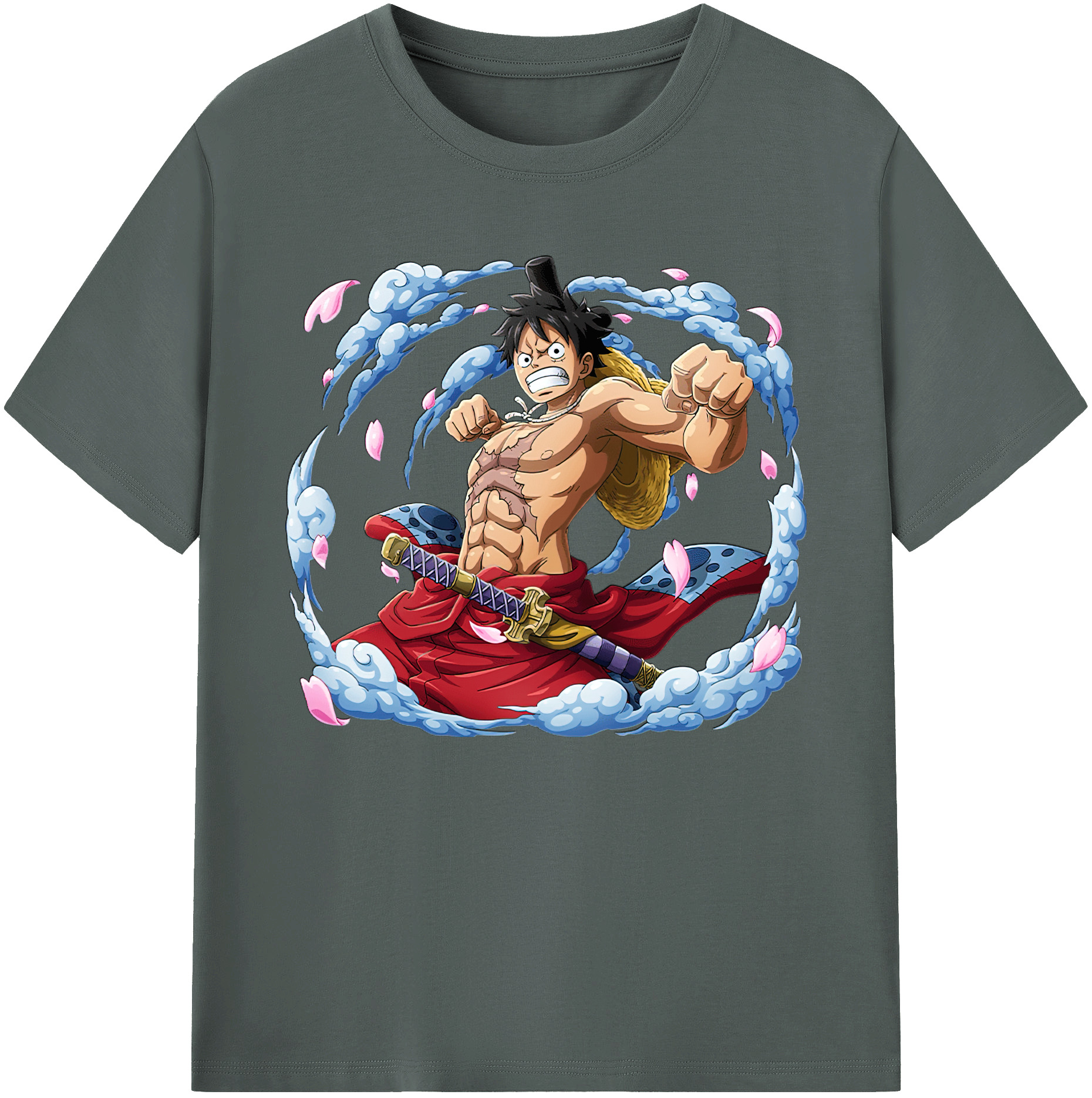 ワンピース モンキー・D・ルフィ ONE PIECE Monkey D. Luffy 綿100％ メンズ半袖Tシャツ｜肌触りやわらか＆通気性